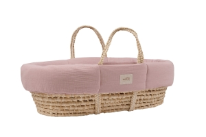 Wyściółka muślinowa do kosza mojżesza dusty pink