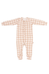 LONG SLEEVE RAMPERS ORGANIC CAMEL CHECK