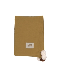 Otulacz muślinowy pompony camel