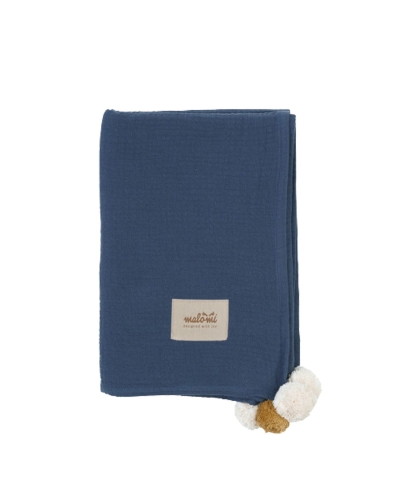 otulacz-muslin-pompony-dark blue.jpg