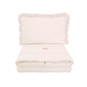 Muslin bedding set with filling ruffles Natural