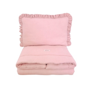 Muslin bedding set with filling ruffles Pink