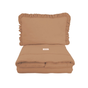 Muslin bedding set with filling ruffles Camel