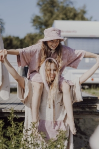 Poncho bambusowe Sand/Pink